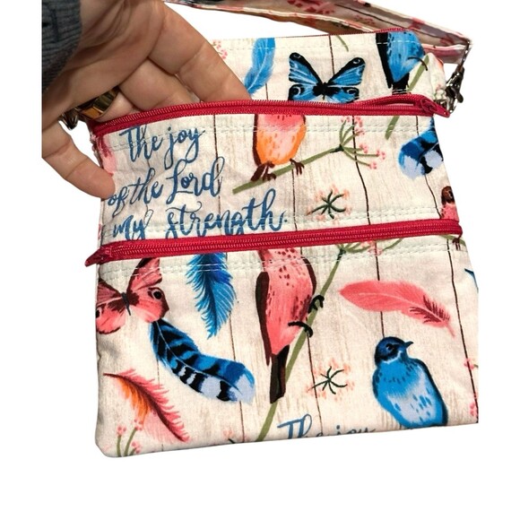 Crossbody bag purse butterflies birds feathers adjustable removable strap - Picture 4 of 15